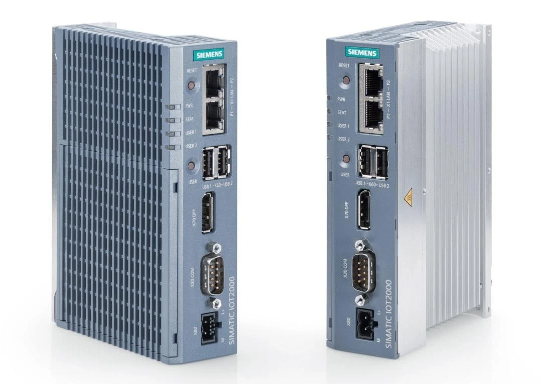 Siemens Simatic IOT2050 – priekinės jungtys ir šoninis profilis