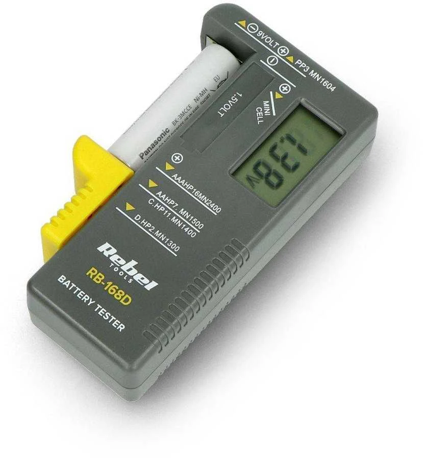 Rebel RB-168D testeris su LCD ekranu ir įstatyta baterija