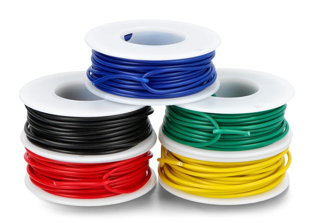 Skirtingų spalvų 22AWG vielos ričių rinkinys - 5 vnt - justPi