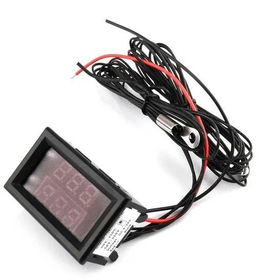 Oem Skydinis termometras su zondu – DC 4-28V – 55 ~ + 120°C – Du kanalai – Raudona/Žalia