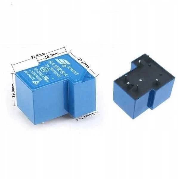 SLA-12VDC-SL-A relės matmenys ir kontaktai