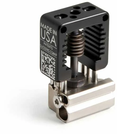 Mosquito Hotend: metalinis korpusas su juodu aušinimo bloku
