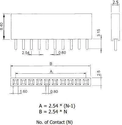 Oem Smeigtuko lizdas 2.54 mm - 1x40 auksinis kaištis - moteriškas