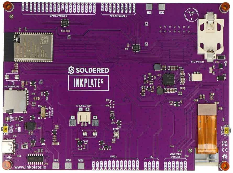 Soldered Inkplate 6 – modulis su elektroninio popieriaus ekranu 800x600px – ESP32 – skirtas Arduino – Lituotas 333232