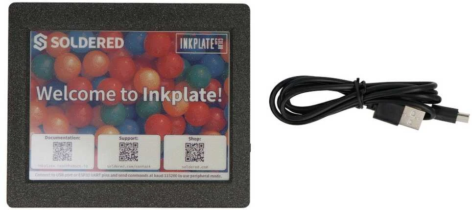 Soldered Inkplate 6COLOR su korpusu ir baterija - elektroninio popieriaus ekranas 5.85'' 600x448px - ESP32 - skirtas Arduino - Lituota 333231
