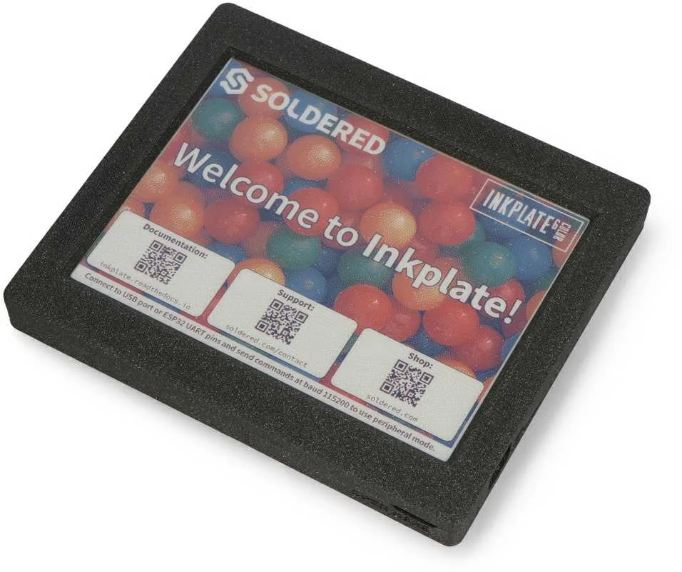 Soldered Inkplate 6COLOR su korpusu ir baterija - elektroninio popieriaus ekranas 5.85'' 600x448px - ESP32 - skirtas Arduino - Lituota 333231