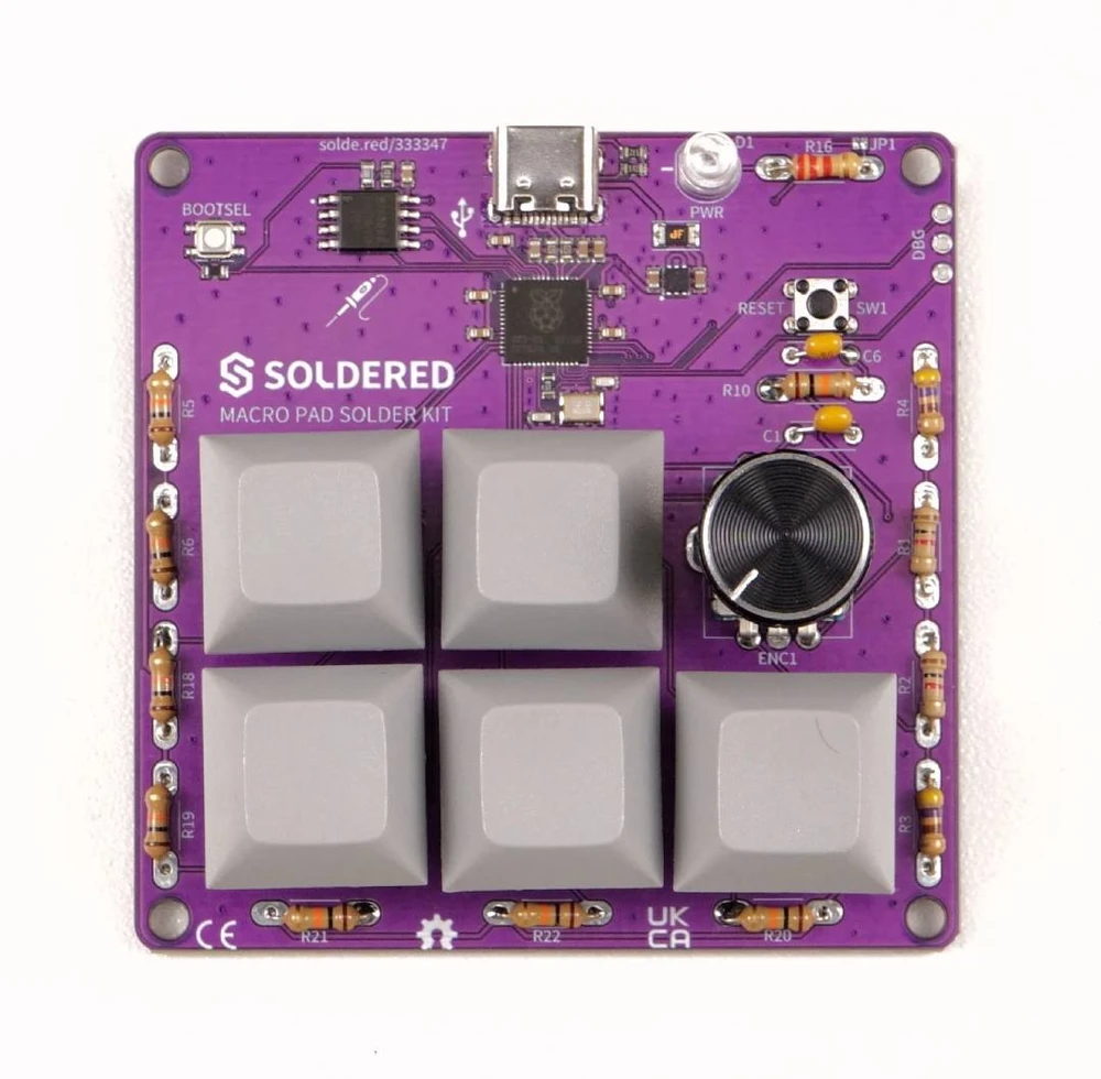 Soldered Macro Pad litavimo rinkinys – edukacinis rinkinys litavimo mokymuisi – RP2040 – lituotas 333347