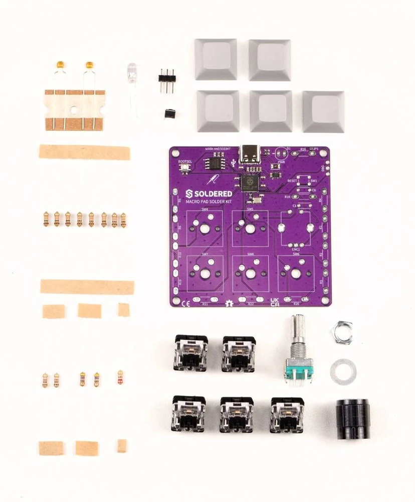 Soldered Macro Pad litavimo rinkinys – edukacinis rinkinys litavimo mokymuisi – RP2040 – lituotas 333347