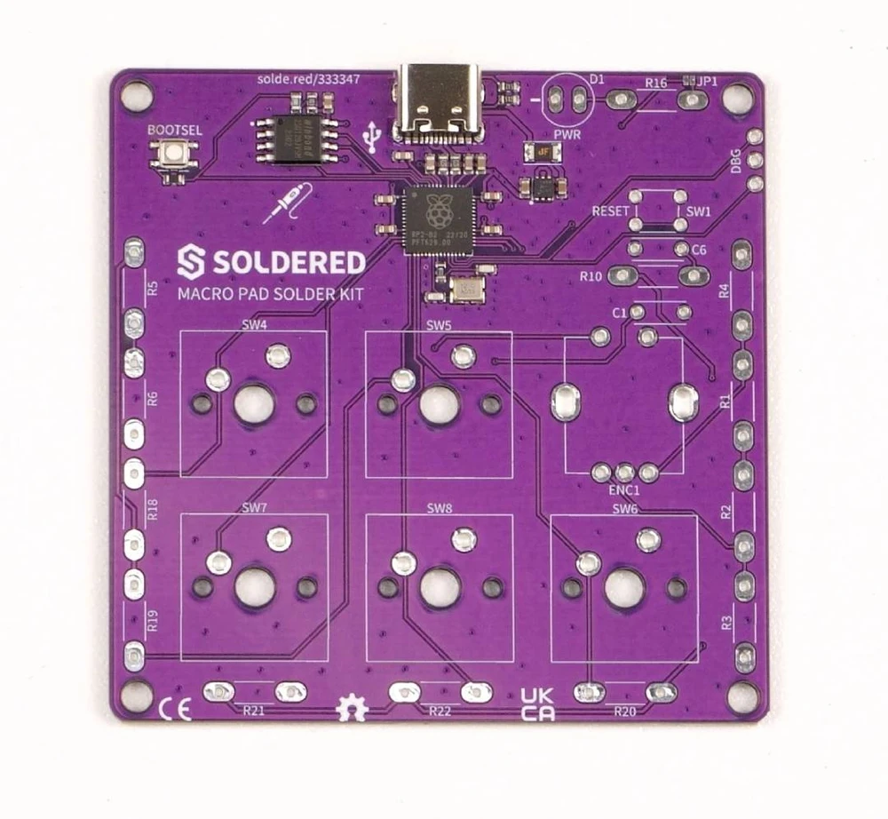 Soldered Macro Pad litavimo rinkinys – edukacinis rinkinys litavimo mokymuisi – RP2040 – lituotas 333347