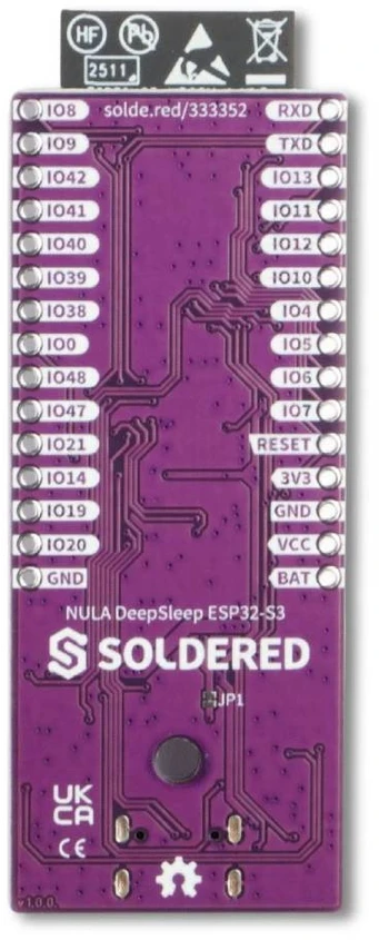 Soldered NULA ESP32-S3 plokštė su ženklinimais