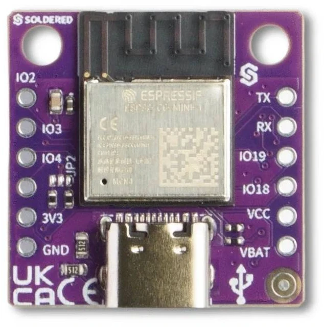 Soldered NULA Mini ESP32-C6 - WiFi/Bluetooth/Thread/ZigBee plėtros plokštė - Be jungčių - Lituota 333356