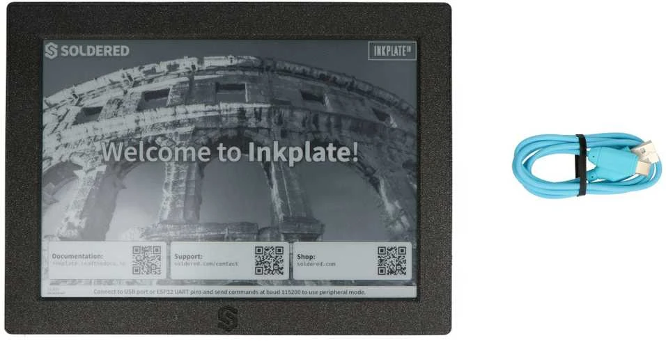 Soldered Rašalo plokštelė 10 su korpusu ir baterija – 9.7 colio 1200x820 pikselių elektroninio popieriaus ekranas – ESP32 – skirtas Arduino – lituojamas 333247