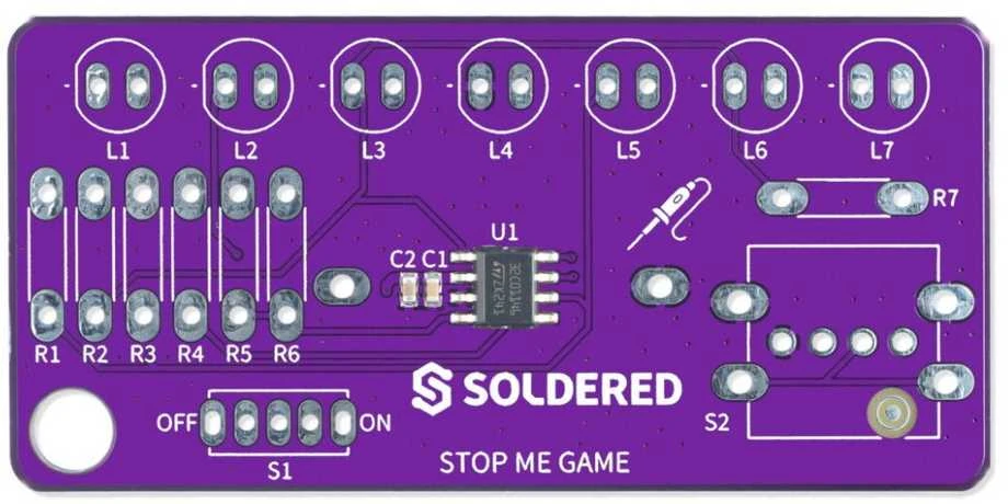 Soldered Žaidimas Stop Me – edukacinis litavimo rinkinys – Attiny404 – Lituotas 333138