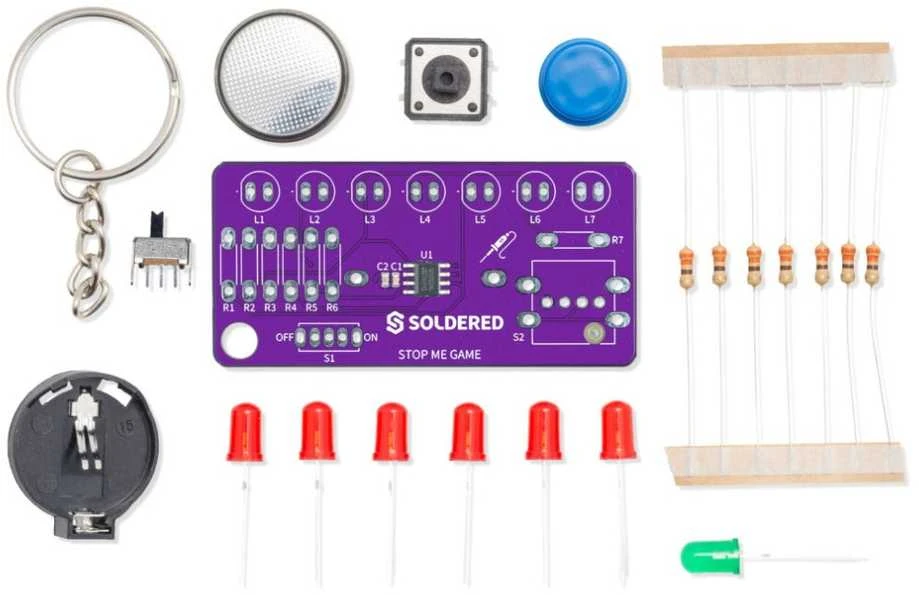 Soldered Žaidimas Stop Me – edukacinis litavimo rinkinys – Attiny404 – Lituotas 333138