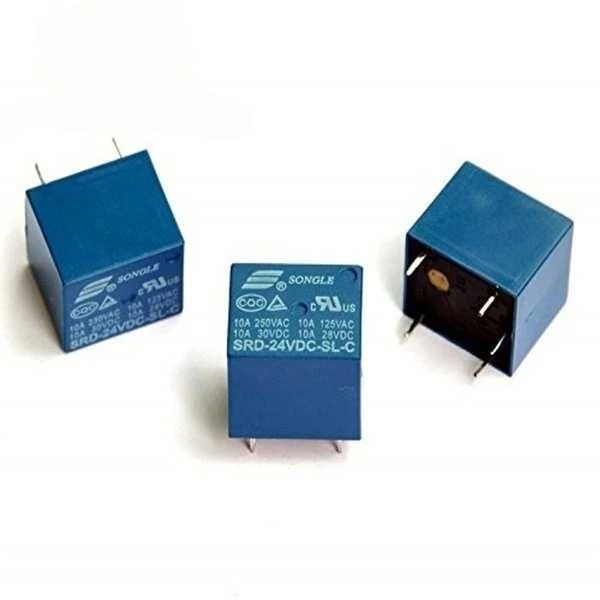 Mėlynos Songle SRD-24VDC-SL-C relės, 3 vnt