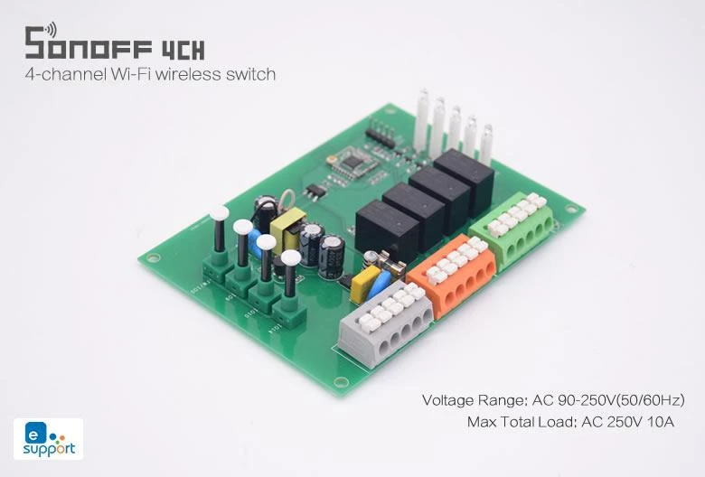 Sonoff 4-kanalų išmani relė valdoma WiFi - 230VAC 2200W