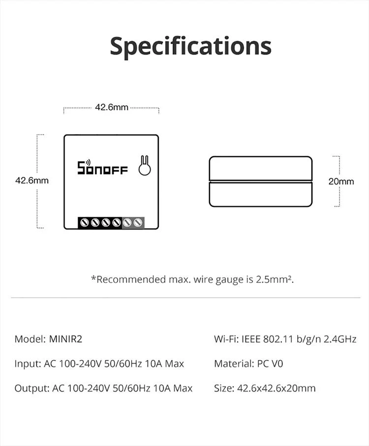 Sonoff Mini R2 išmanus dviejų krypčių valdiklis