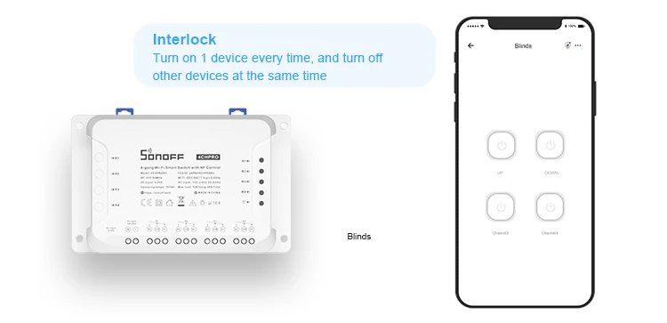 Sonoff PRO R3 4-kanalų išmani relė valdoma WiFi + RF - 230VAC 2200W