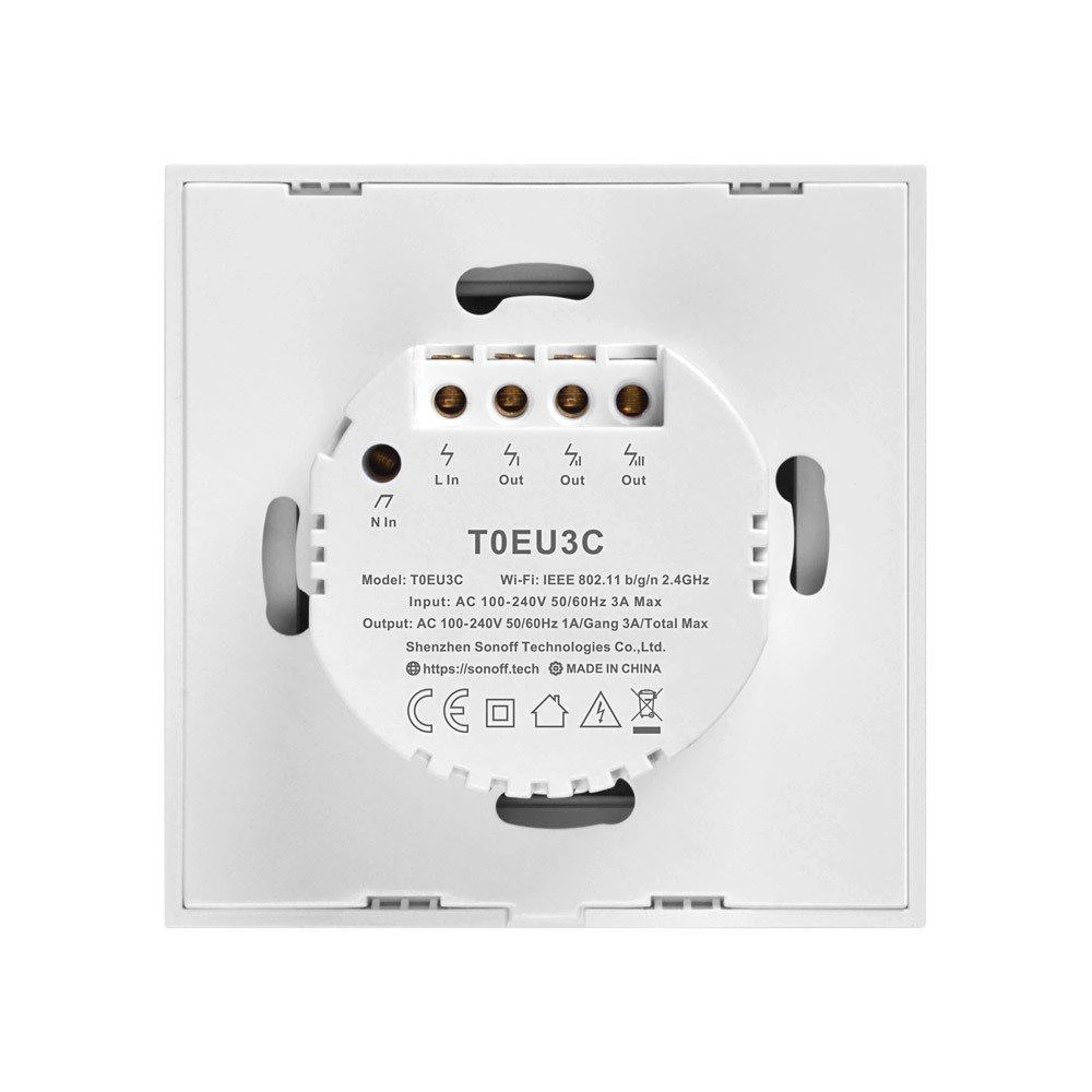 Sonoff T0EU3C-TX 3 kanalų sieninis jungiklis 230VAC 720W