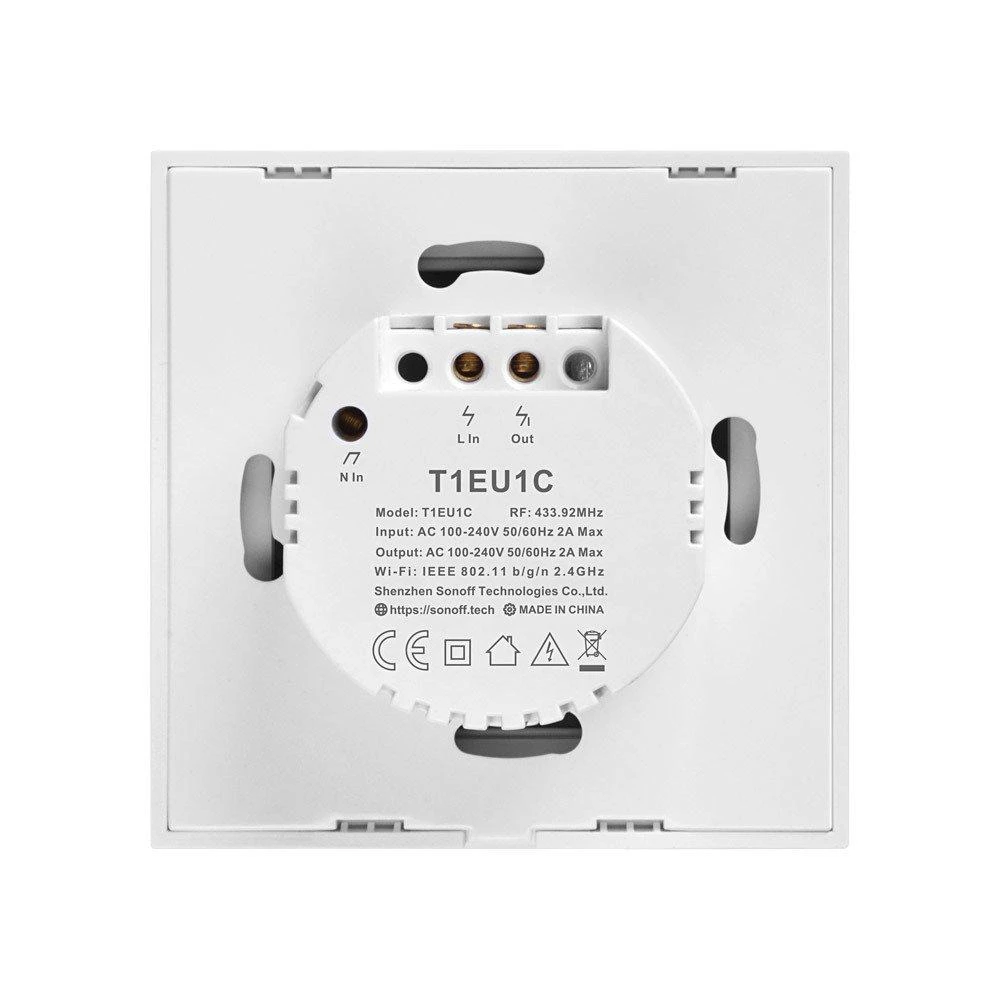 Sonoff T1 1-kanalo sieninis jungiklis su WiFi+RF-240VAC 480W