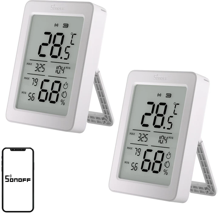 SONOFF ZigBee SNZB-02DR2 temperatūros ir drėgmės jutiklis, 2 vnt.