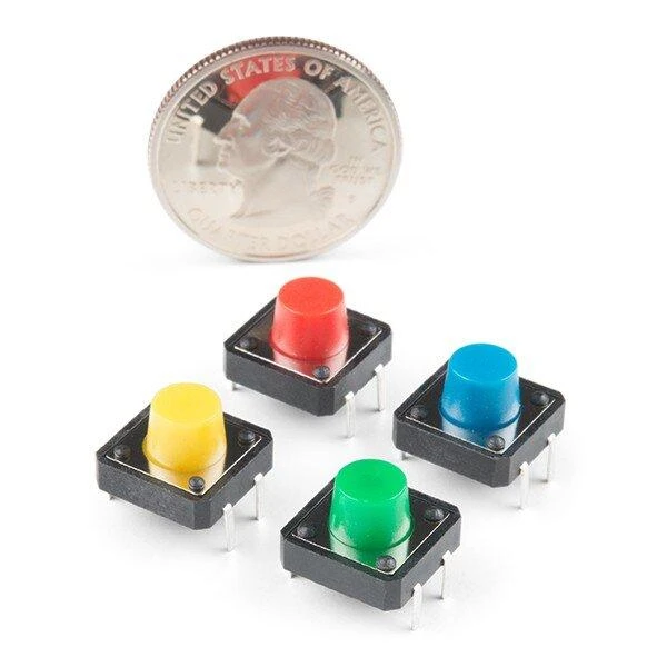 SparkFun spalvoti taktiniai mygtukai, 4 vnt.