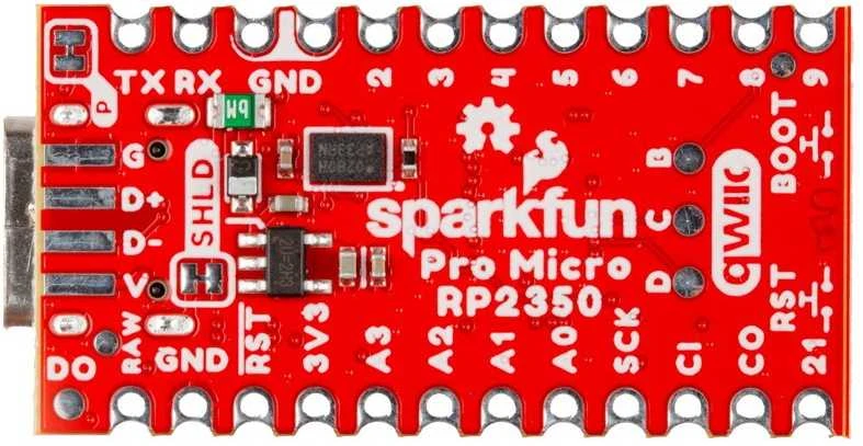 SparkFun Pro Micro RP2350 raudona plokštė su USB-C