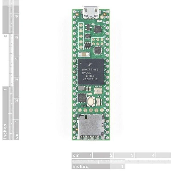 Teensy 4.1 plokštė su procesoriumi ir SD kortelės lizdu