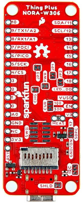 SparkFun Thing Plus raudona plokštė su USB-C jungtimi