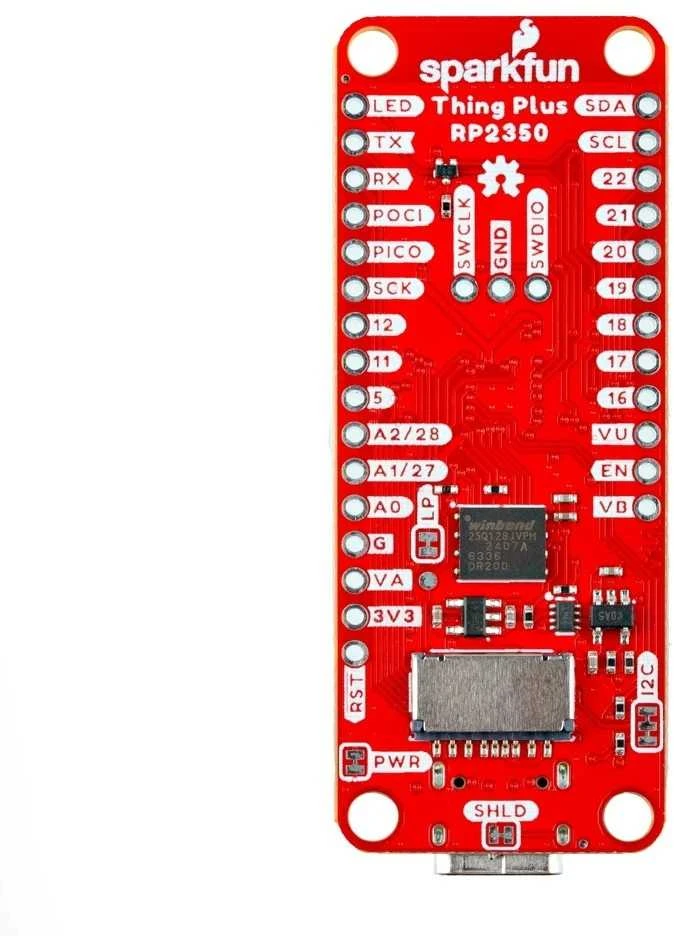 SparkFun Thing Plus RP2350 raudona plokštė su USB-C
