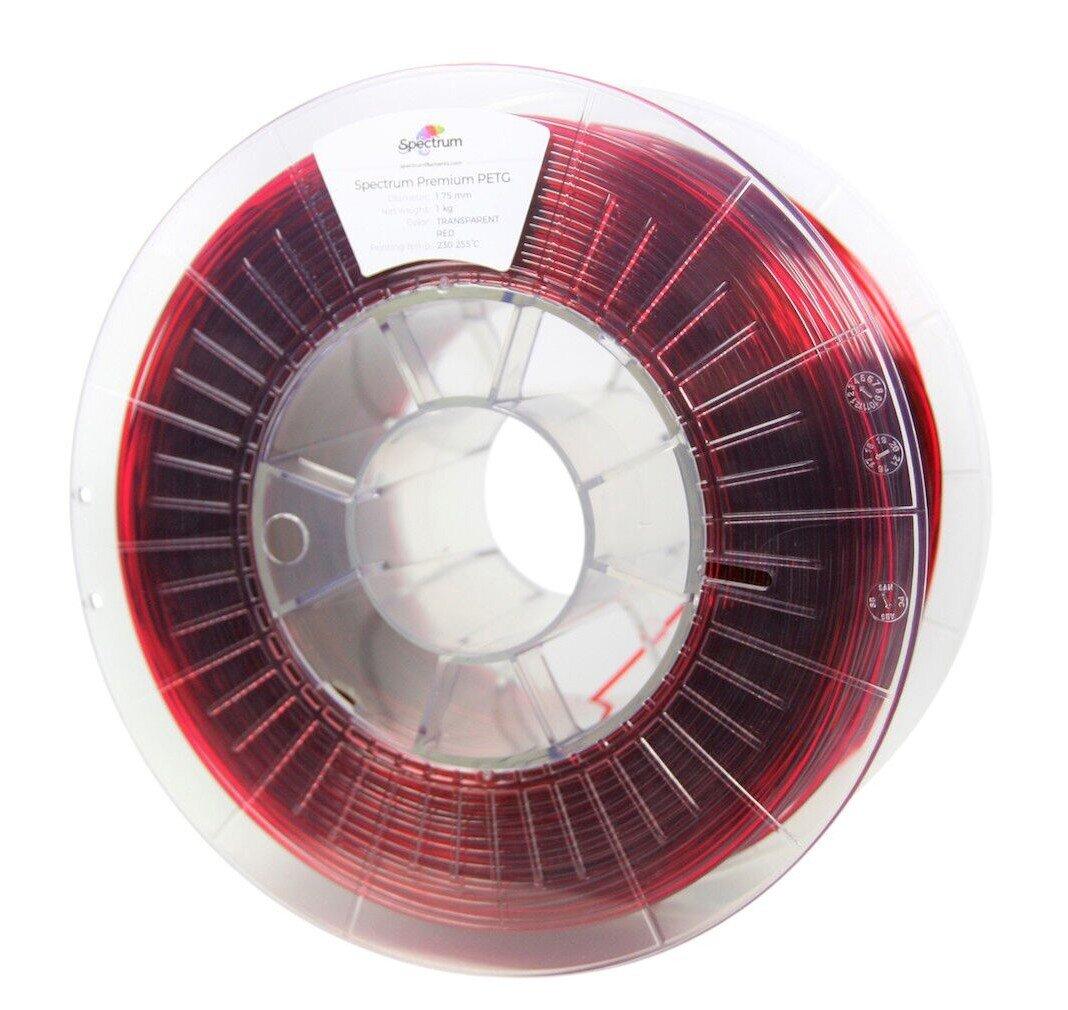 Spektro grupė SPECTRUMG 5903175657640 Filamentas SPECTRUM / PETG / SKAIDRUMAS Raudonas / 1,75 mm / 1kg