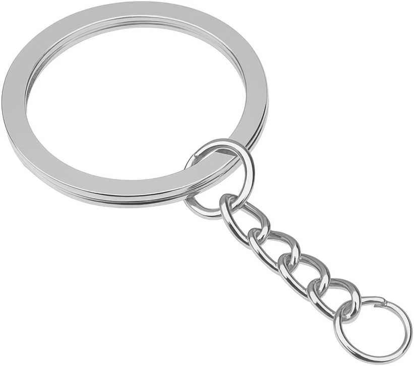 Oem Spyruoklinis žiedas raktų pakabukui - 35 mm - juodas - plokščias -