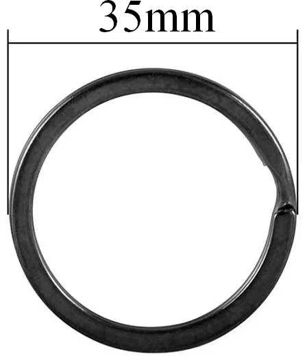 Oem Spyruoklinis žiedas raktų pakabukui - 35mm - juodas - plokščias - Raktų pakabukas
