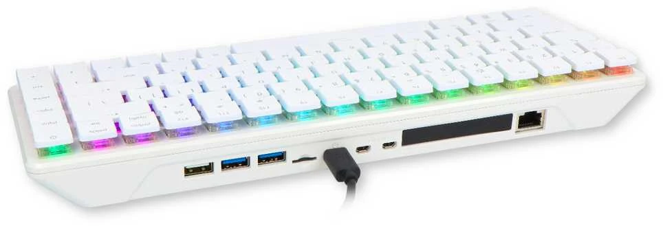 Raspberry Pi 500+ balta klaviatūra su RGB apšvietimu