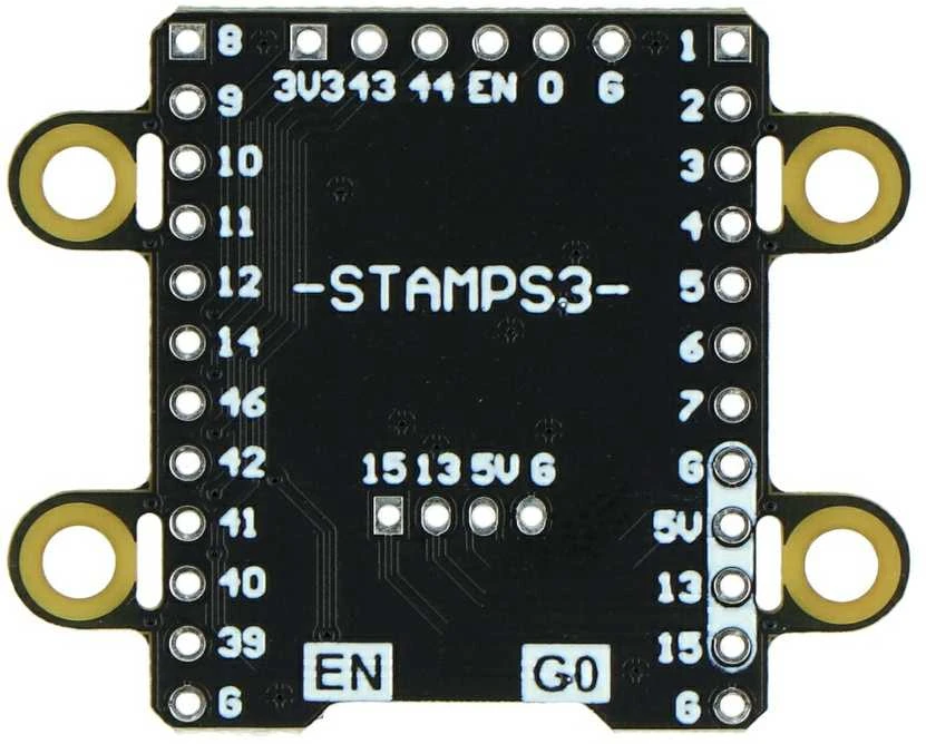 M5Stack StampS3 išplėtimo plokštė su jungčių žymėjimu