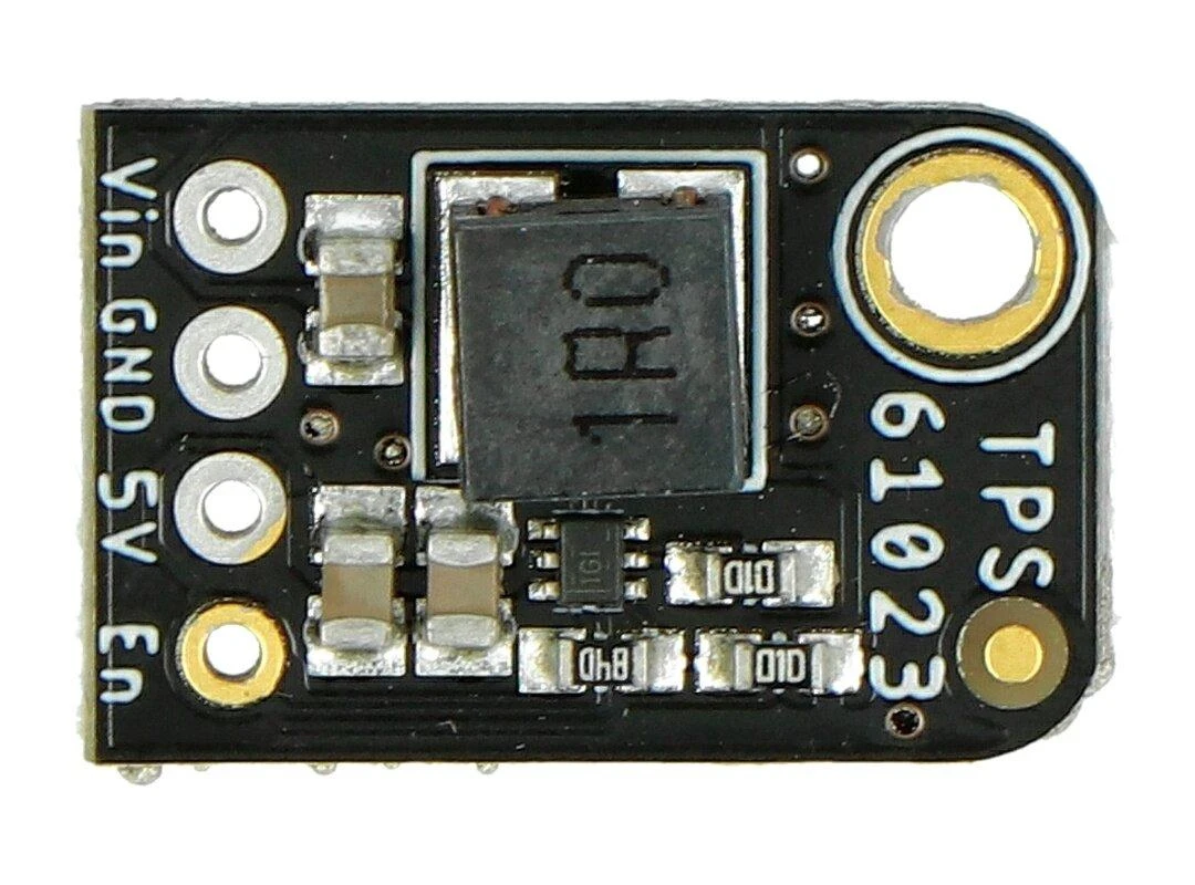 TPS61023 moduliatoriaus plokštė iš viršaus