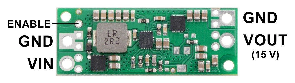 Pololu U3V70F15 įtampos keitiklio jungčių schema