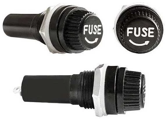 Saugiklio lizdas 5x20mm su sriegiu ir FUSE žyma