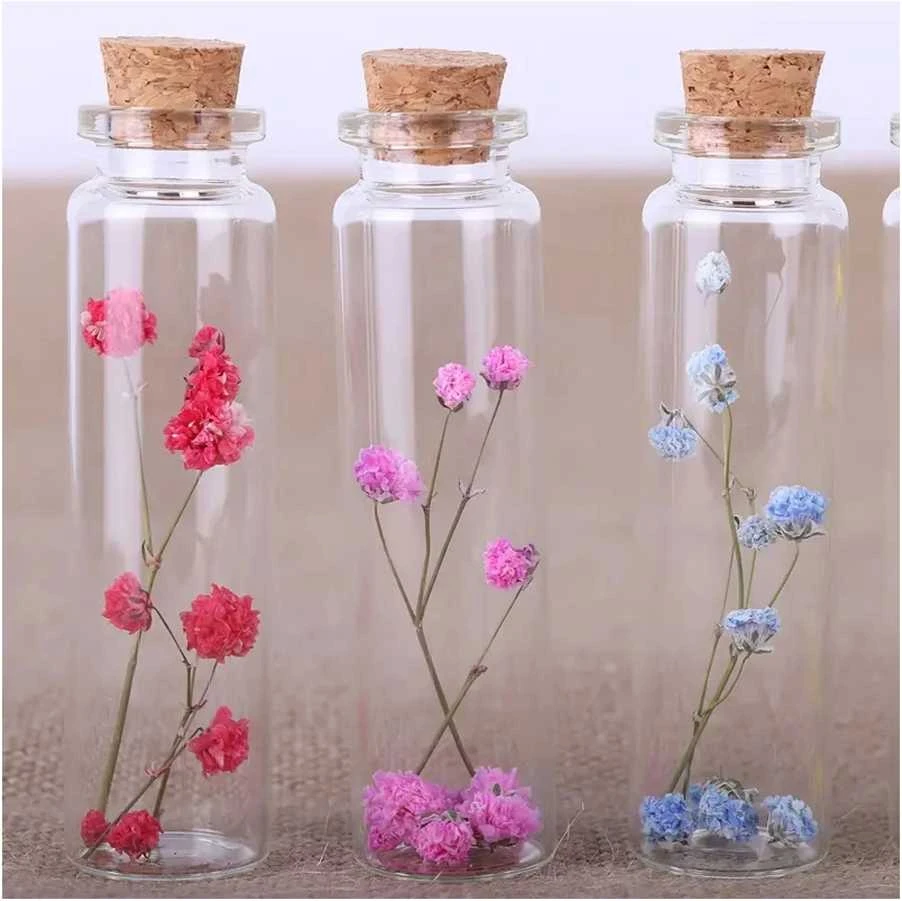 Stiklinis butelis su kamščiu 30 ml 2.2 x 12 cm buteliukas skaidrus buteliukas