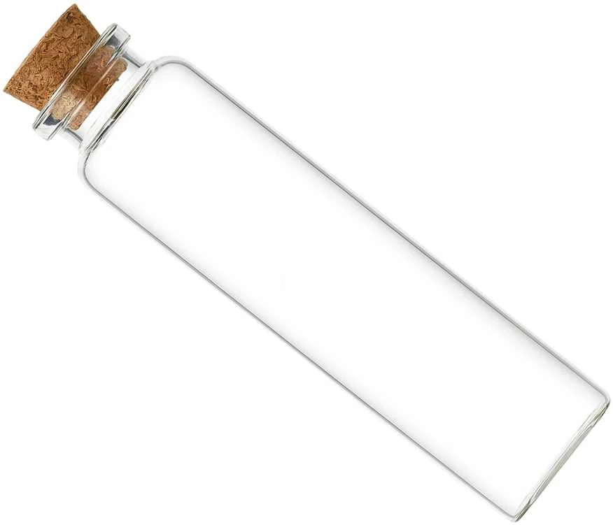 Stiklinis butelis su kamščiu 30 ml 2.2 x 12 cm buteliukas skaidrus buteliukas