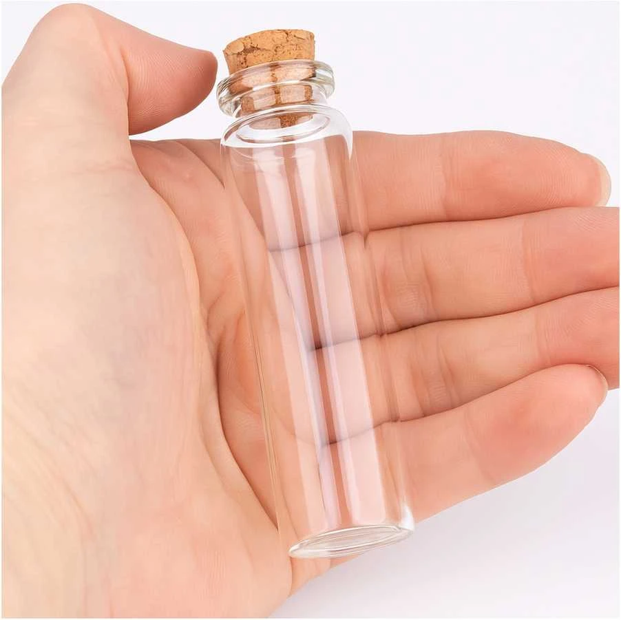 Stiklinis butelis su kamščiu 30 ml 2.2 x 12 cm buteliukas skaidrus buteliukas