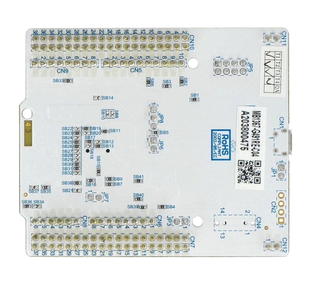 STM32 NUCLEO-G491RE apatinė plokštės pusė