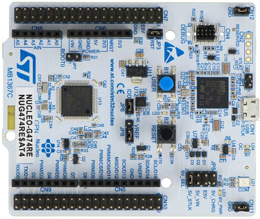 STM32 NUCLEO-G474RE kūrimo plokštė su jungtimis