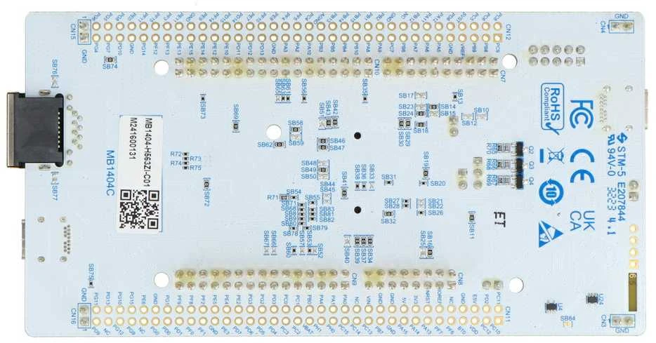 STM32 Nucleo-H563ZI plokštės apatinė pusė