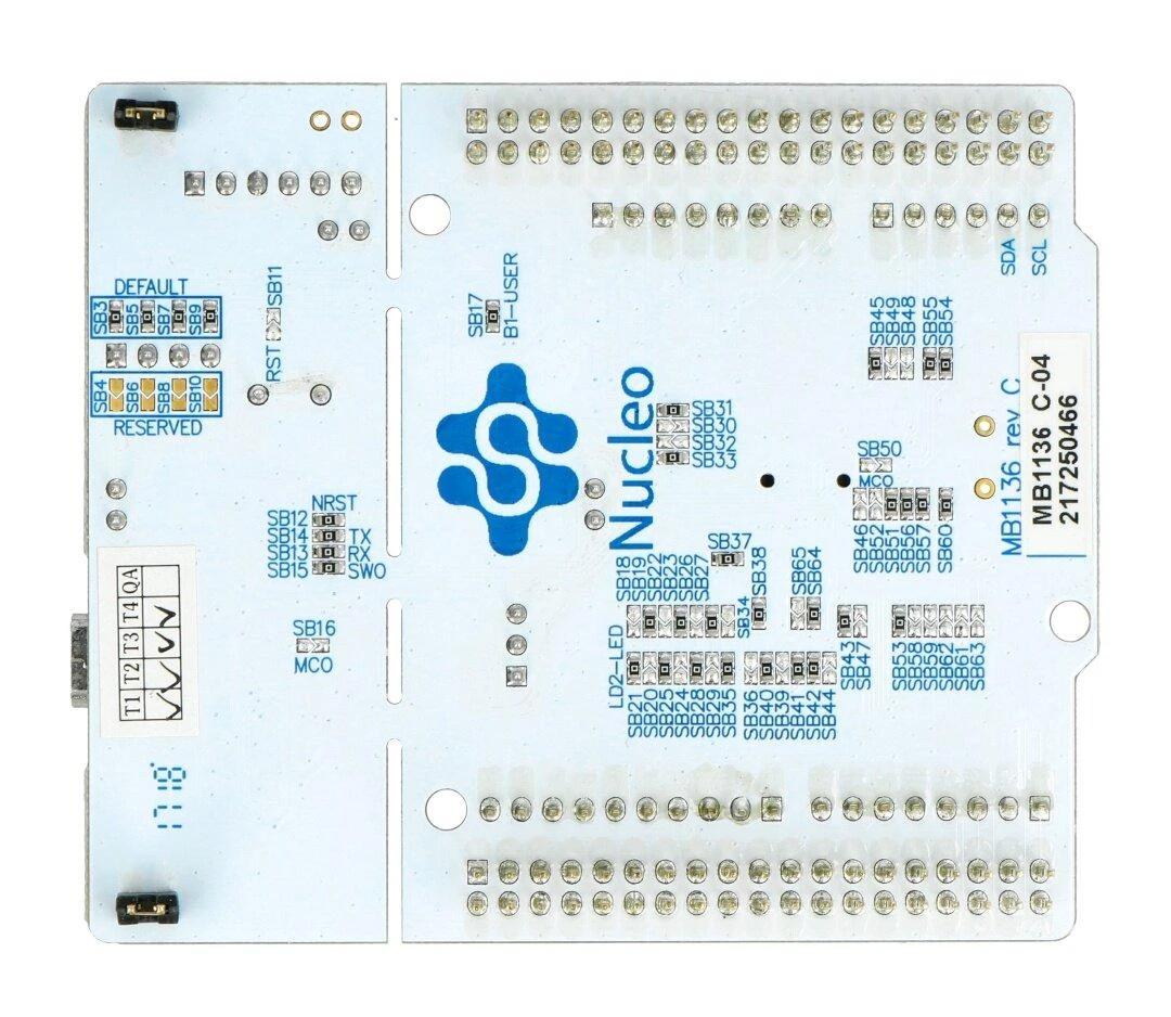 STM32 Nucleo-L476RG PCB apatinė pusė