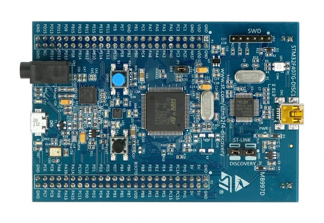 STM32F407G-DISC1 plokštė viršuje