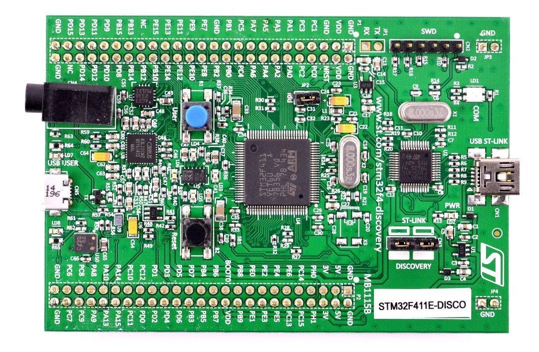 STM32F411E-Disco plokštė - viršutinis vaizdas