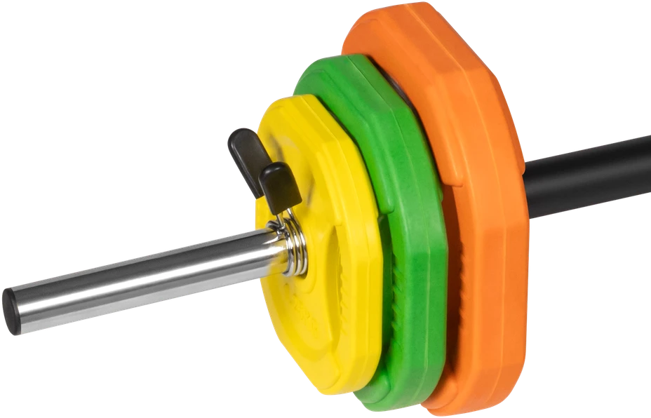 Sulankstoma štanga su ketaus svoriu, 140 cm štanga, 20 kg treniruočių rinkinys, REBEL ACTIVE