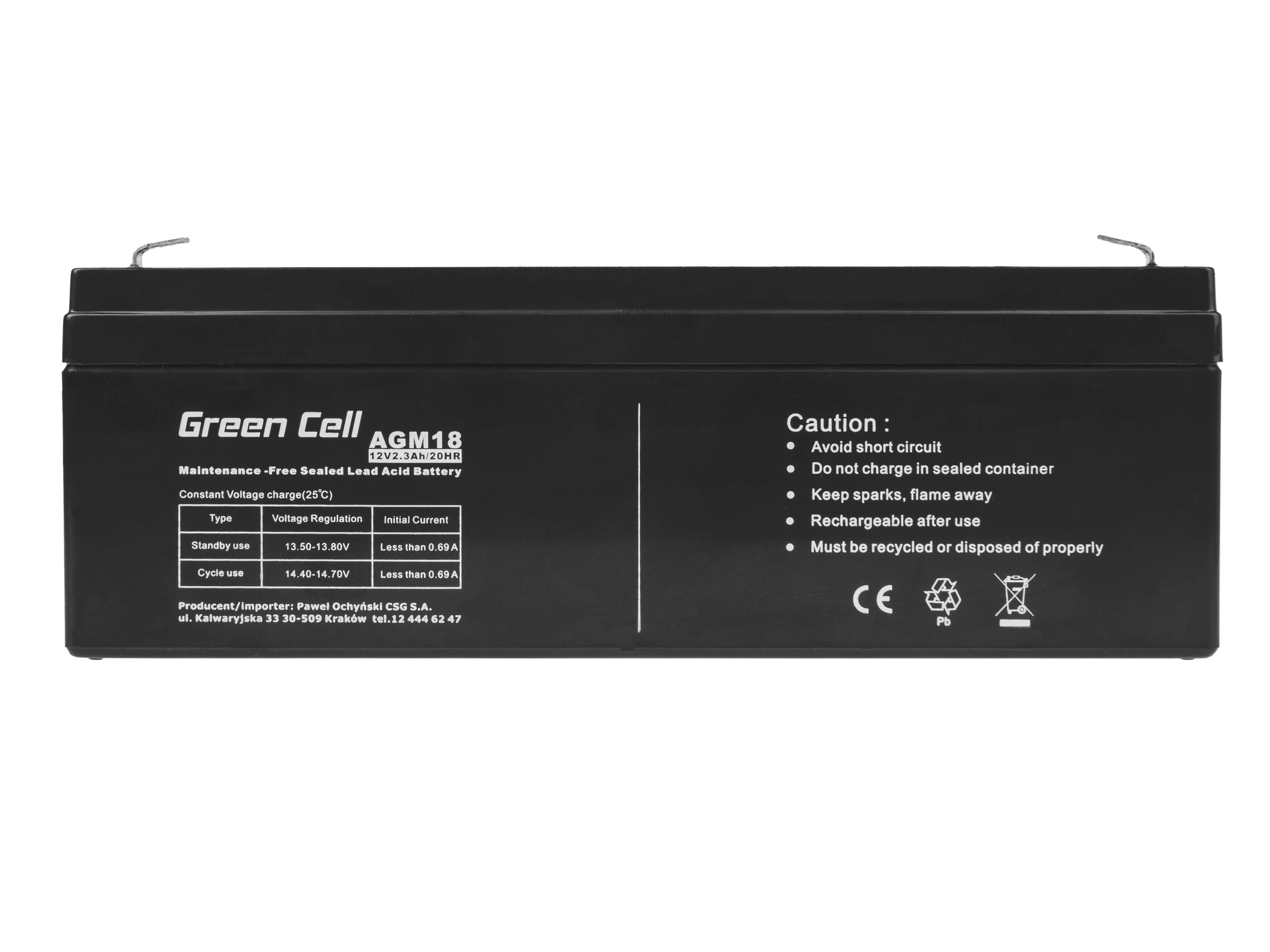 Green Cell Žalias Cell Žalias Cell AGM VRLA akumuliatorius 12V 1.3Ah