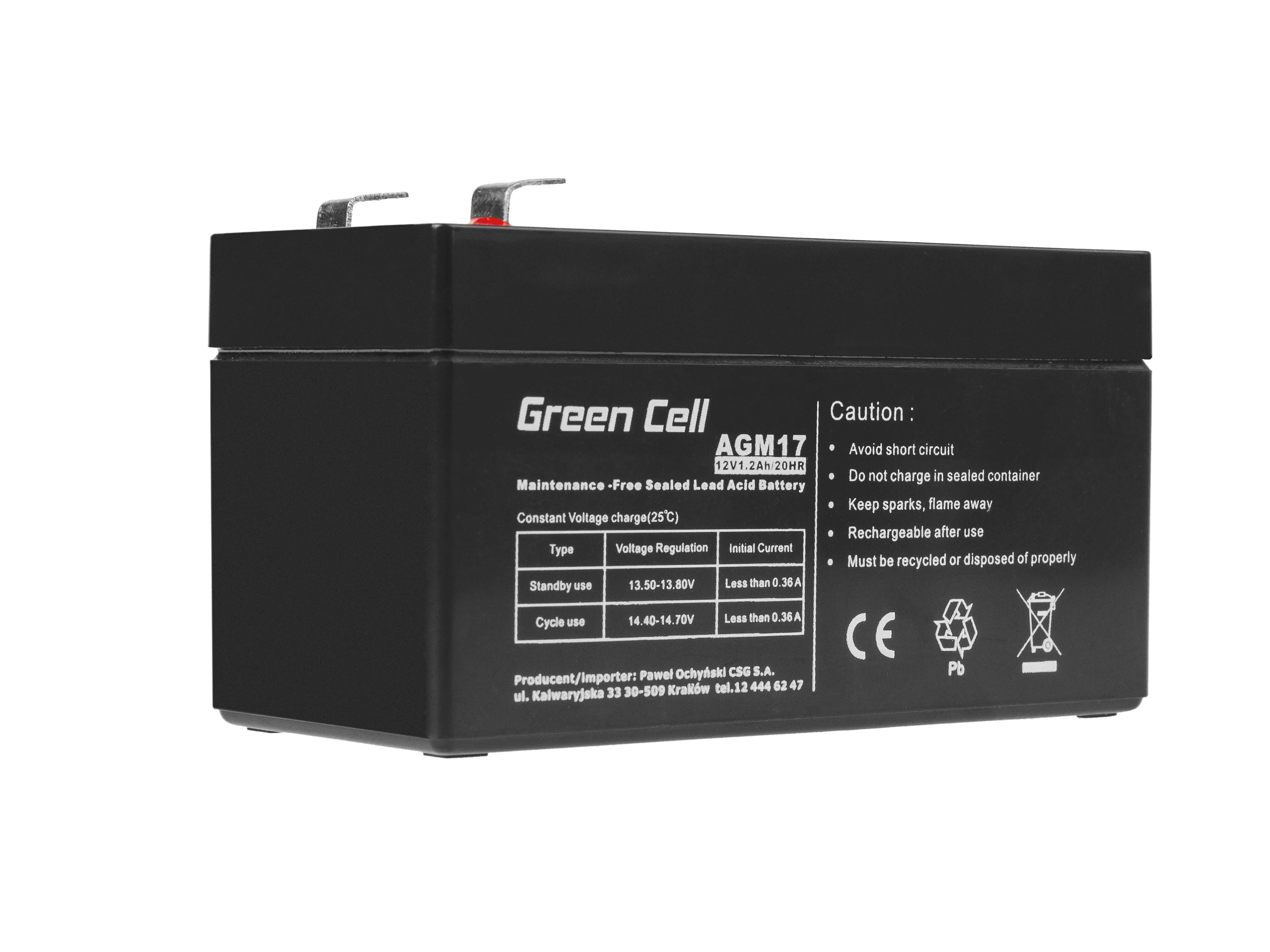 Green Cell Žalias Cell Žalias CELL Baterija AGM 12V 1.2 Ah